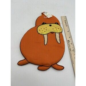 Vintage Zak Designs Walrus Potholder Hot Pad Trivet Orange w/ Tag 1980s